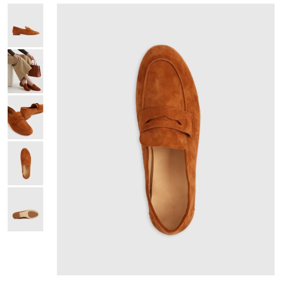 🧡 Quince Italian Leather Pointy Penny Loafer – Cognac, Size 9 (New Without Box) - Picture 4 of 9